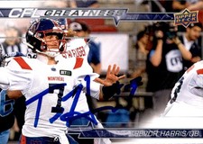 Trevor Harris Signed 2023 Upper Deck CFL Football card Montreal Alouettes