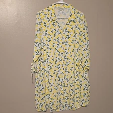 Davi & Dani Mini Shirt Dress Lemons White Yellow Womens Size Large