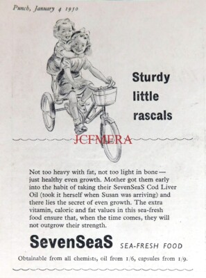 SEVEN SEA Lebertran Vitamin Supplement ANZEIGE: Kleindruck 1950 670/23