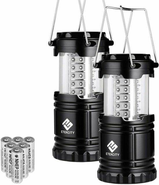 Etekcity Ultra Bright Portable LED Camping Lantern with 3 AA Batteries  (Black Collapsible)