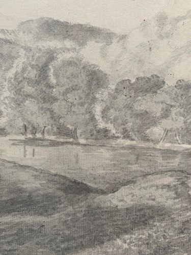 Antique 18th Century Old Master Double Sided Pencil Drawing English Countryside - Photo 7 sur 12