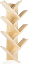 Tree Bookshelf, 7-Tier Wall Mounted Bookshelf Tree – Natural Book Organizer Soli