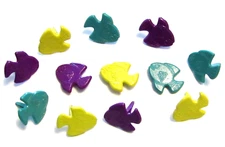 Metal Brads FISH - PURPLE YELLOW TEAL  ***  Lot of 36