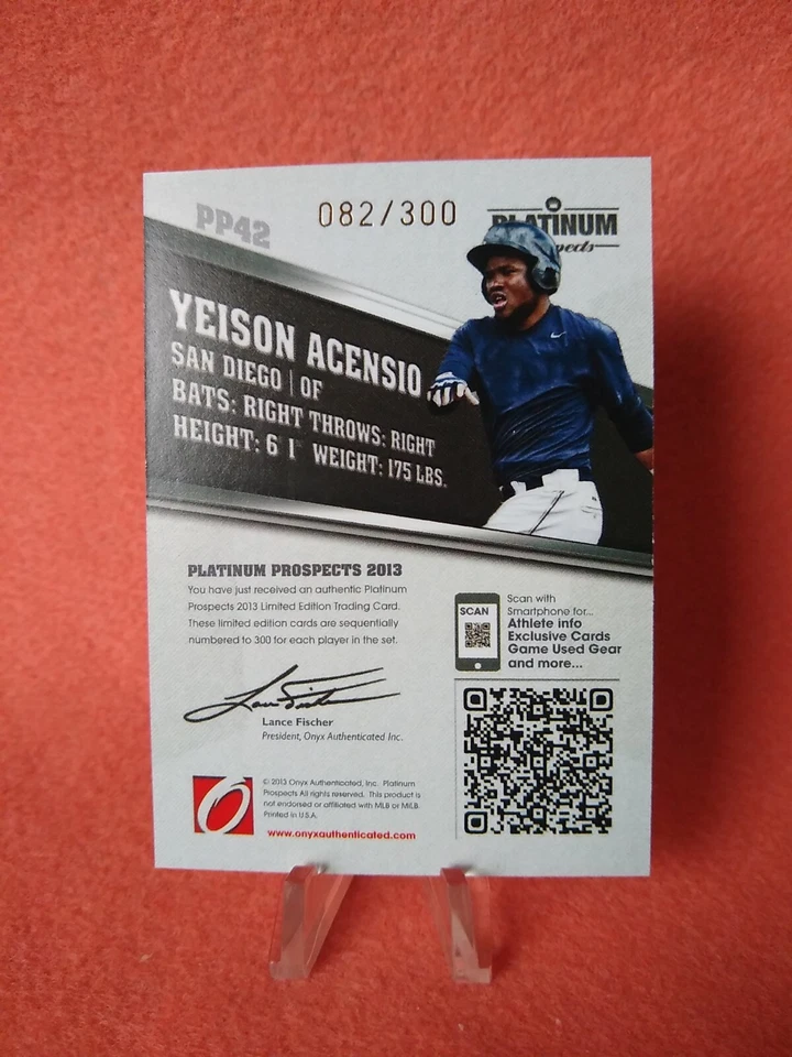 2013 Onyx Platinum Prospects Yeison Acensio #PP42 RC Rookie Baseball Card /300 - Image 2 of 2