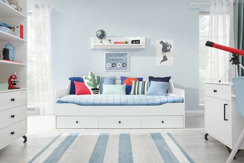 Fernsehschrank BERGEN BE8 Unterschrank Lowboard 2 Schubladen 1 Tür Weiß 140 cm - Bild 6 von 8
