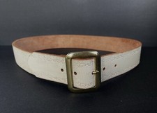 Nyovee Crème Ivory Off White Leather Embossed  Belt.  Removable Buckle. S M 32