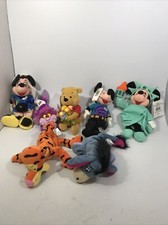 lot of 7 Disney Bean Bag Plush Liberty Minnie 8.5.  eeyore tigger pooh mickey