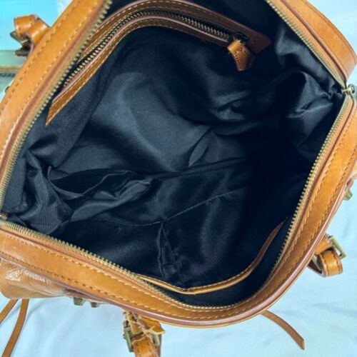 Joelle Hawkens camelbraun Leder Medium Satchel Handtasche Reißverschluss Boho - Bild 2 von 12