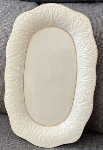 Lenox Platter Bread Tray W/Floral Rim Hand Decorated W/24K Gold 10” - Picture 5 of 5