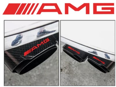 AMG Mercedes Benz Auto Auspuff Glanz Vinyl Auto Aufkleber Sticker x 4 Standard Rot