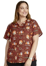 Give Thanks Cherokee Dog Is Good Thanksgiving Scrubs V Neck Top CK703 OGGT