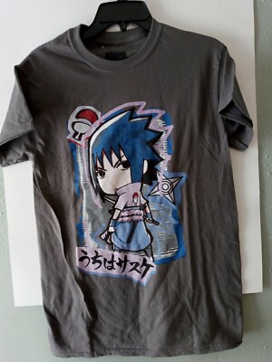 Naruto Anime Men Grey T Shirt SM Chibi Sasuke Uchiha 20th Ripple Junction