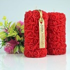 Wax Scented Candles, Decorative Pillar With Rose Fragrance, Set Of 2