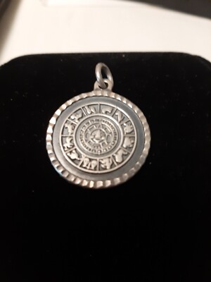 Azteken massiv 925 Sterlingsilber mexikanischer Kalender Maya Charm Anhänger Halskette