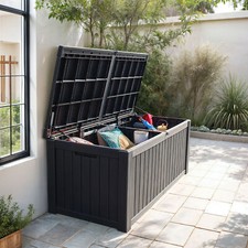 Outdoor Storage Box 150 Gallon 61" Patio Deck Resin Table Weatherproof Organizer