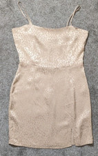 Women's FOREVER 21, Satin Formal Party Mini Dress; Spaghetti Straps; Tan; Size M