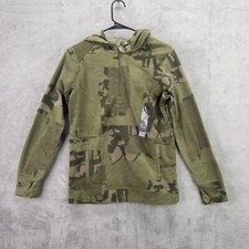 Boys Micro Fleece 1/4 Zip Pullover Hoodie Green Camo All in Motion Size XL 16 