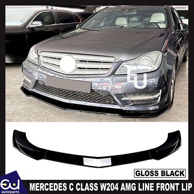 FÜR MERCEDES C KLASSE W204 AMG LINE FRONTSTOßSTANGE SPLITTER LIPPE GLANZ SCHWARZ 2011-14