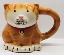 Boston Warehouse Tabby Cat 16 Oz Coffee OLDER STYLE MUG 3D Figural Hand Painted.