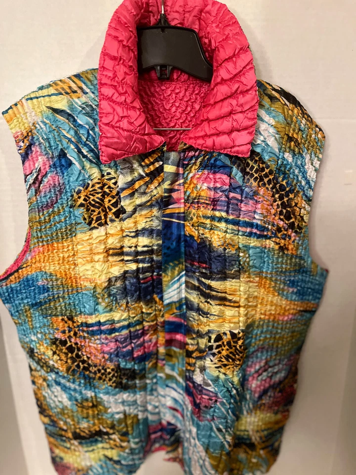 The Magic Scarf Company Chaleco Reversible Rosa Multicolor Bohemio Playa Foto 4 de 4