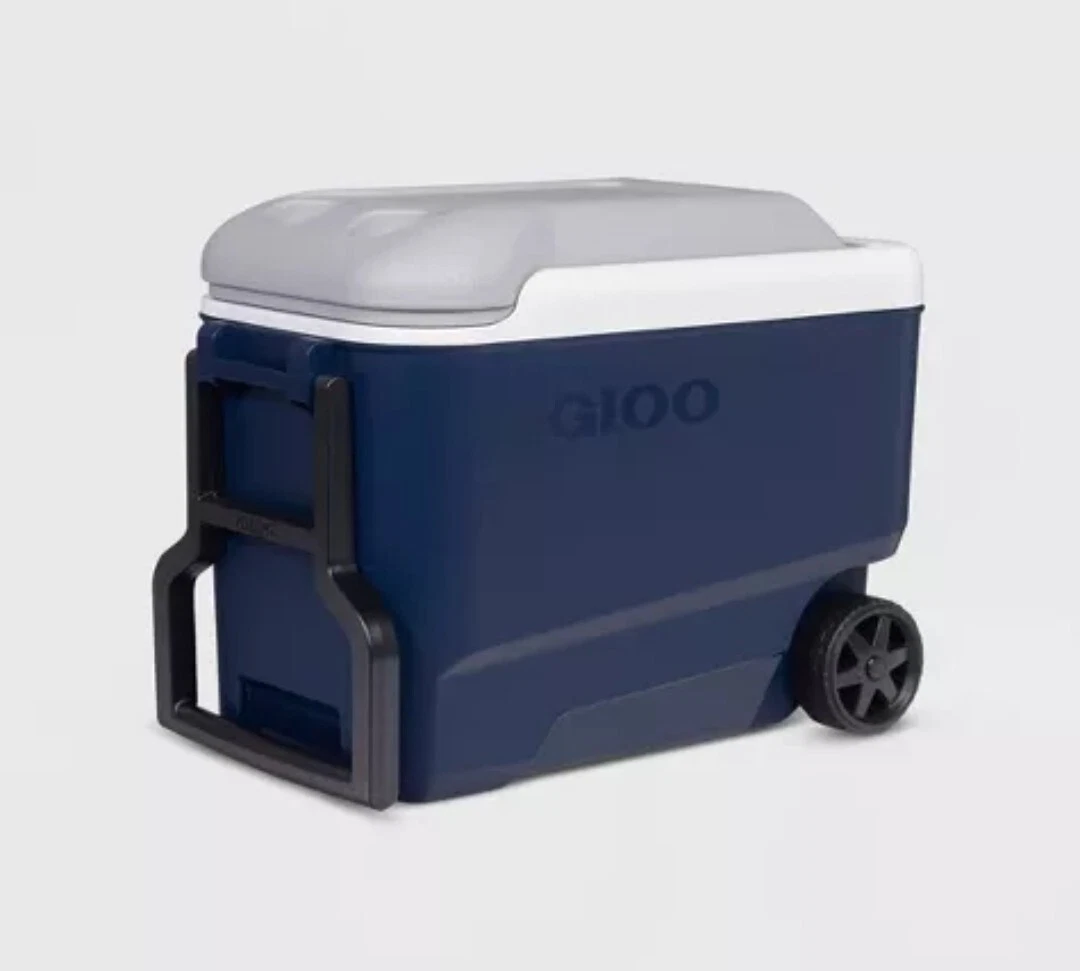 Igloo MaxCold Durable Reinforced Ultratherm Blue Roller Cooler 40 qt