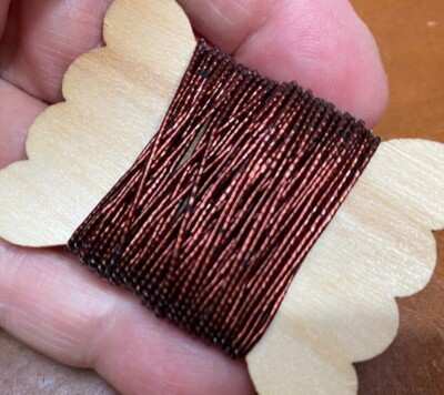 vintage metallic antique 1900s copper twisted thread 3yds made in France