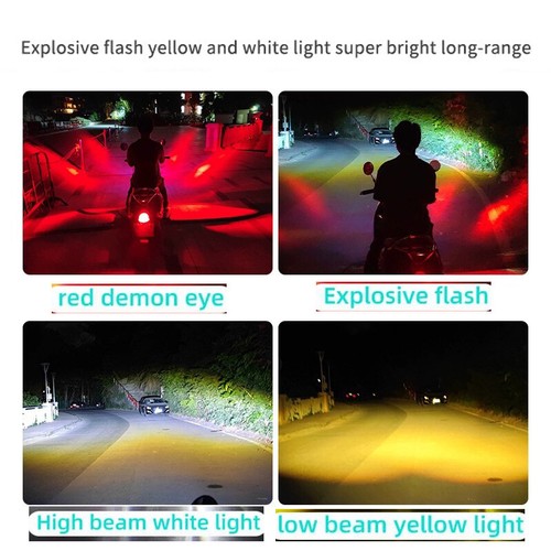 2pcs LED Motorcycle Spot Light Dirt Bike Headlight Fog Driving Yellow White - Picture 10 of 18