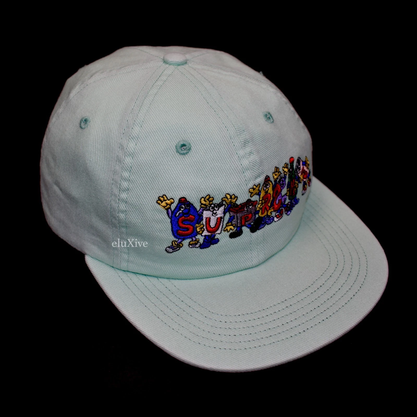 Neuf avec étiquettes chapeau logo Supreme NY homme comme neuf avec étiquettes vert aqua friends recyclage SS18 AUTHENTIQUE