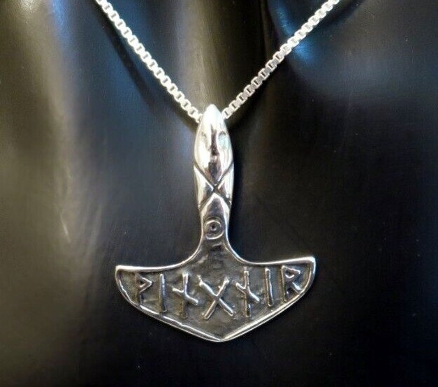 Thors Hammer Kettenanhänger Mjölnir Silber 925 Er +Box +Band Et Nox