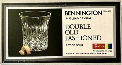 Fostoria Bennington Double Old Fashioned Crystal Glasses Set Of 4