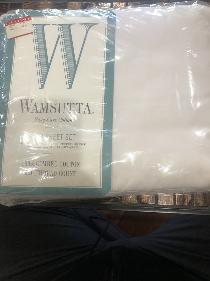 New Wamsutta Twin XL Sheet Set Ivory Vintage Combed Cotton 220 Thread