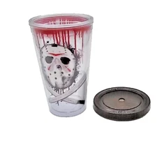 Friday the 13th Cup 20 Ounce Tumbler Bloody Mask Jason Plastic Rare