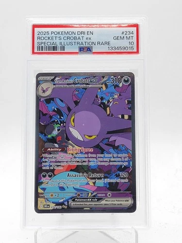 TEAM ROCKET'S CROBAT EX 2025 POKEMON DESTINED RIVALS #234 SIR PSA 10 Q0895