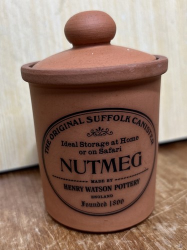 Henry Watson Pottery Original Suffolk Terracotta Herb Spice Pot Jar Nutmeg