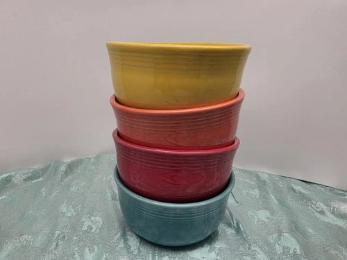 set 4 GUSTO BOWL Turquoise Scarlet Poppy Daffodil FIESTA WARE 28 OZ. NEW