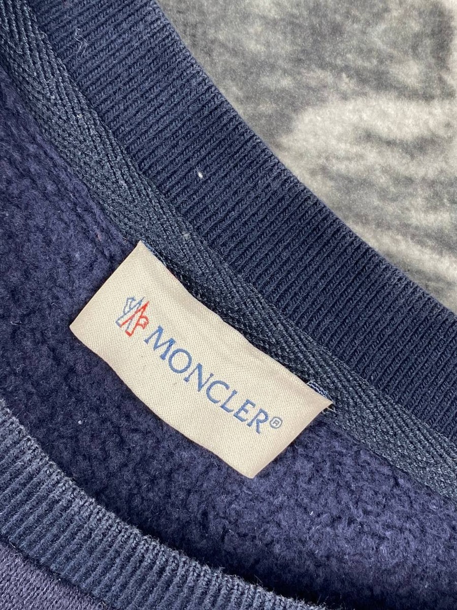 Moncler Maglia Girocollo Sweatshirt Big Logo Men Size XL Blue | eBay