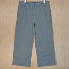 Ann Taylor LOFT Cropped Wide Leg Pants High Rise Olive Green Casual Women's 10