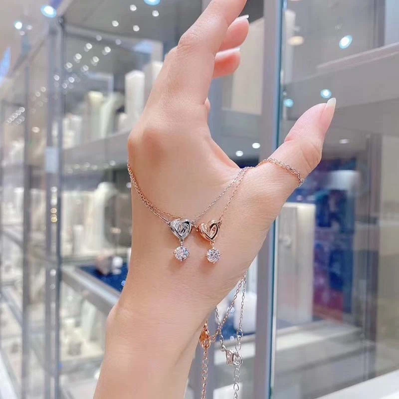 Romántico retorcido en forma de corazón único Swarovski lágrima pendientes collar amor Foto 2 de 4