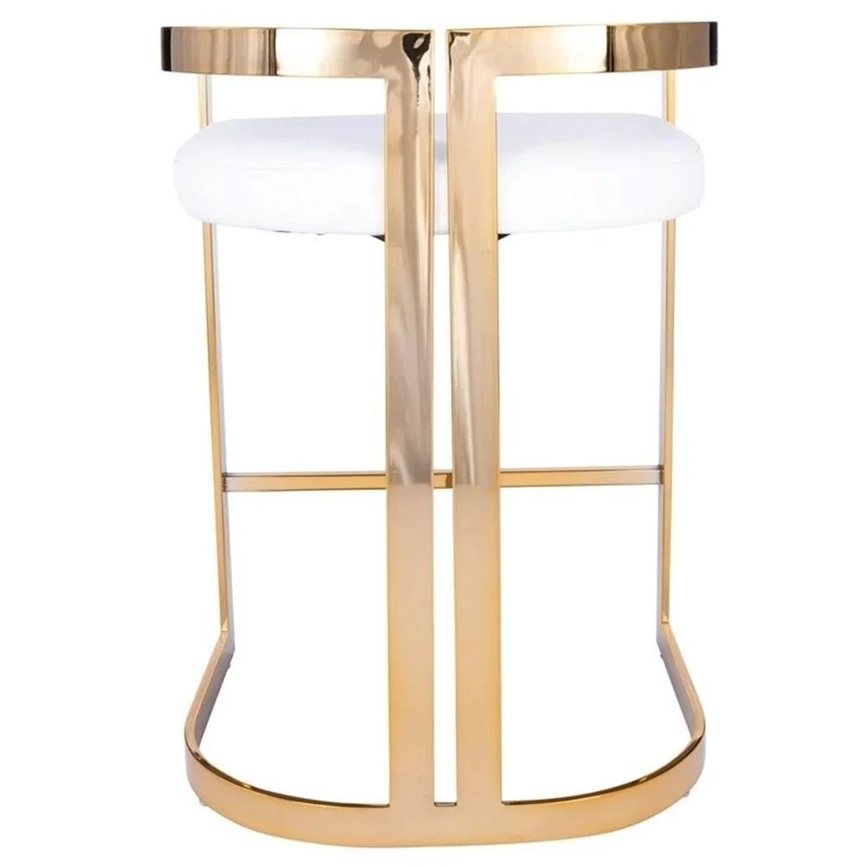 Beaumont Lane Metropolitan Living 25'' Modern Metal Counter Stool in Gold/White - Image 4 of 4