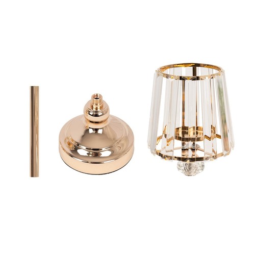2 Gold Clear 15" Metal Votive Candle Holders Crystal Glass Lamp Shade Events - Picture 8 of 9