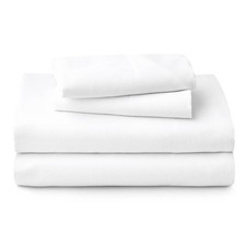 Welhome 100 Cotton Percale 4-Piece King Size Solid Bed Sheets King, White