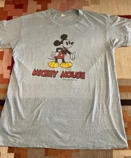 Vintage Blue 1970s Walt Disney Mickey Mouse Double Sided T Shirt Disneyland