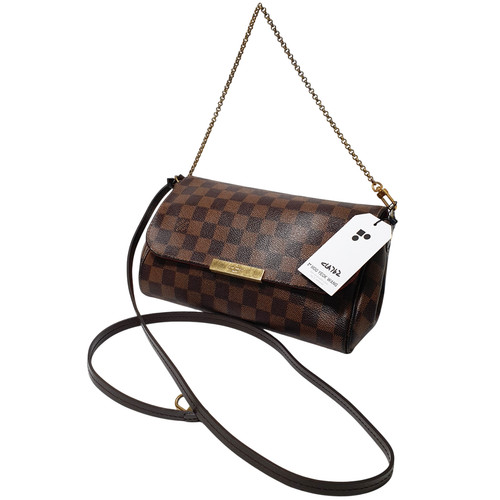 TARIFF FREE Authentic Louis Vuitton Favorite MM Damier Ebene N41129 Daily CLA762