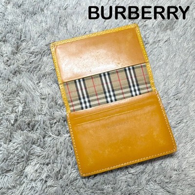 BURBERRY Card Case Business Card Holder Nova Check Yellow Leather
