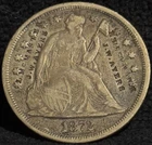 1872 United States Seated Liberty One Dollar Silver S$1 Coin -Stamped