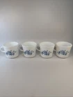 Vintage CorningWare Set Of 4 Milk Glass Floral Colonial Mist Coffee Cups