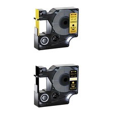 2PK Black/Gold&Gold/Black Label Tape 0.47" Compatible For DYMO D1 45023 45024
