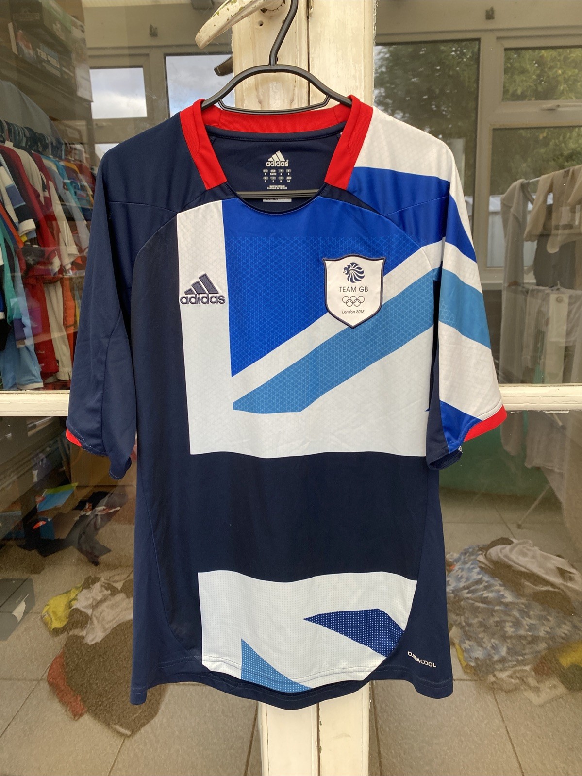 Team GB 2012 Home Football Shirt Adidas Blue Short Sleeve Mens Small S