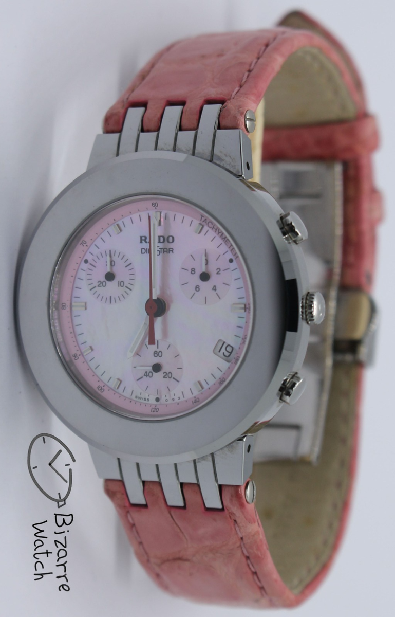 RARE MOP Rado Diastar 34mm Chronograph Tungsten Carbide Pink