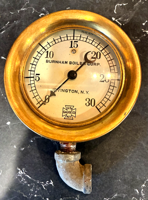 #ad #ad EARLY Vintage US RADIATOR CORP 4 1 4” BRASS amp; Steel BURHAM BOILER Pressure GAUGE $69.99